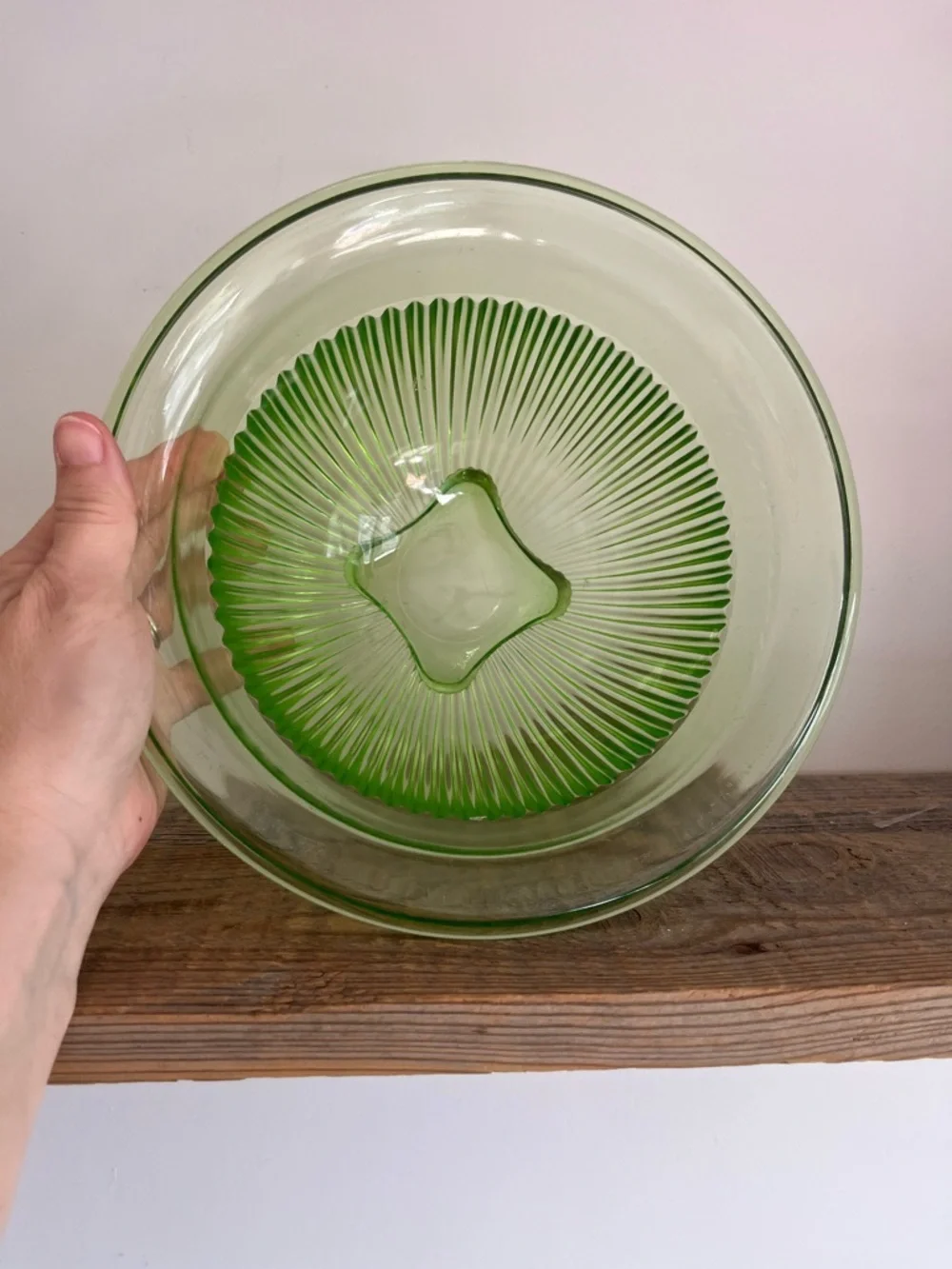 Hazel Atlas Uranium Vaseline Glass Mixing Bowls set two
